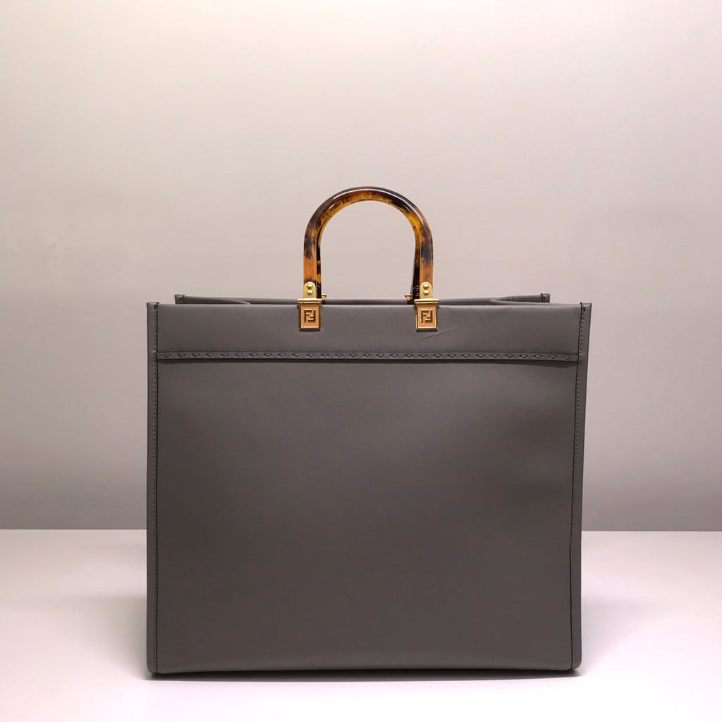 Fendi Sunshine Large Bag 8BH372 Gray Leather Shopper - Default Title - View 3