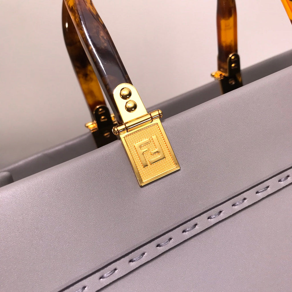 Fendi Sunshine Large Bag 8BH372 Gray Leather Shopper - Default Title - View 6