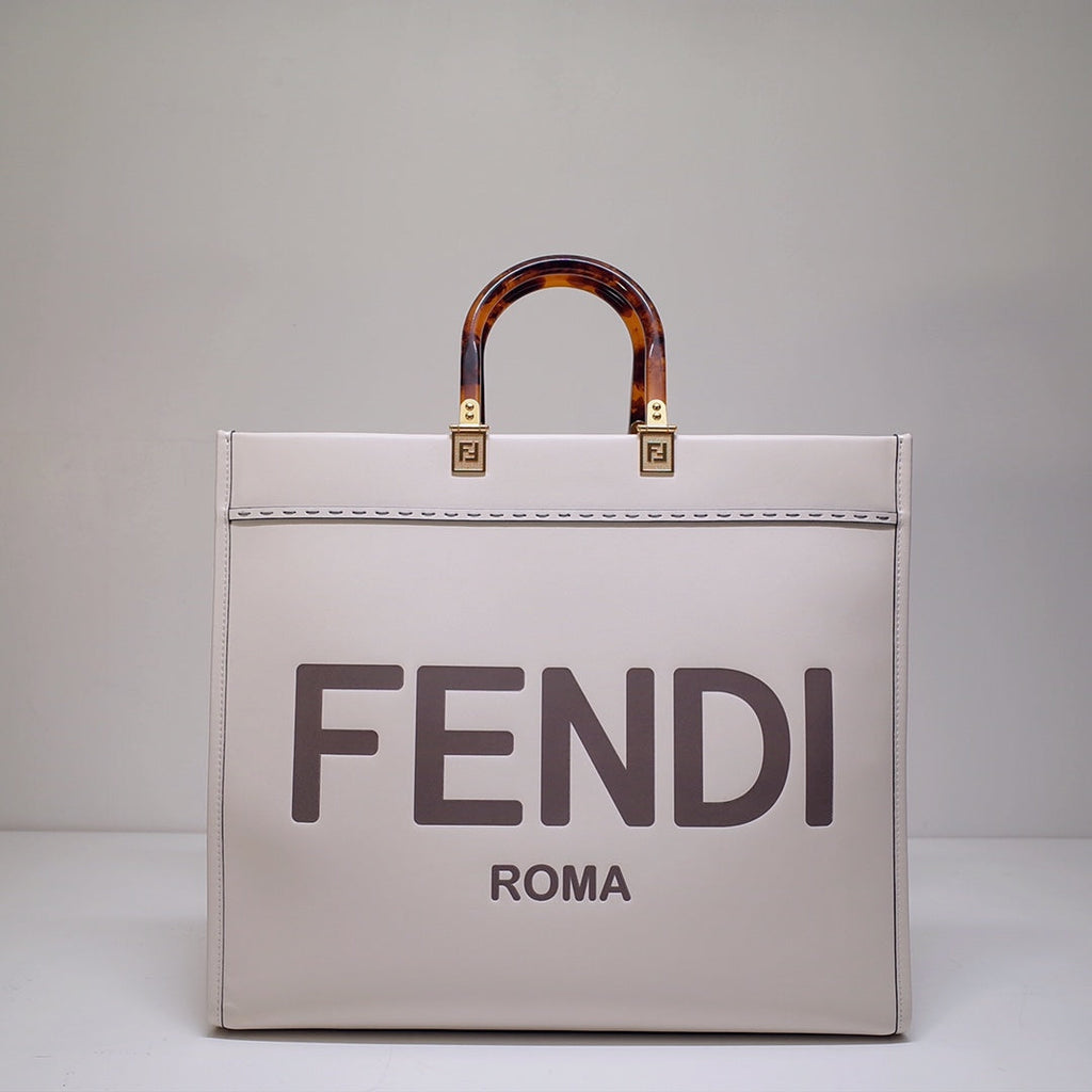 Fendi Sunshine Large Bag 8BH372 White Leather Shopper - Default Title - View 1