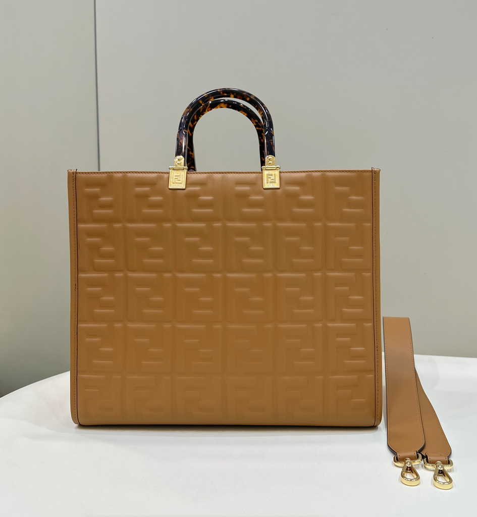 Fendi Sunshine Medium Bag 8BH386 Brown leather shopper - Default Title - View 2