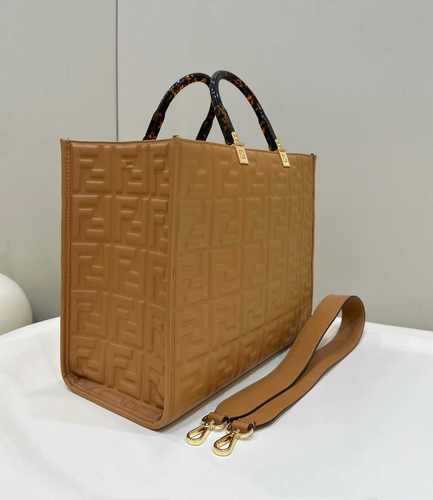 Fendi Sunshine Medium Bag 8BH386 Brown leather shopper - Default Title - View 3