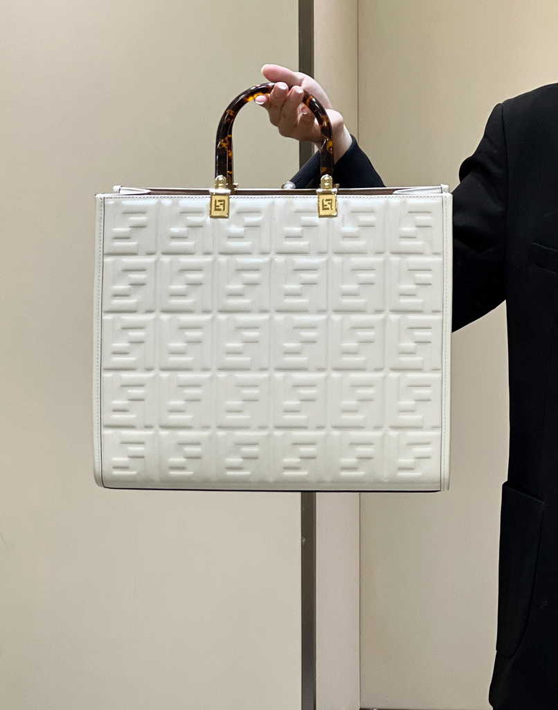 Fendi Sunshine Medium Bag 8BH386 White leather shopper - Default Title - View 1