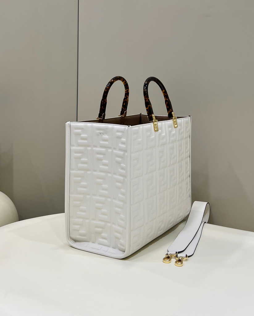 Fendi Sunshine Medium Bag 8BH386 White leather shopper - Default Title - View 4