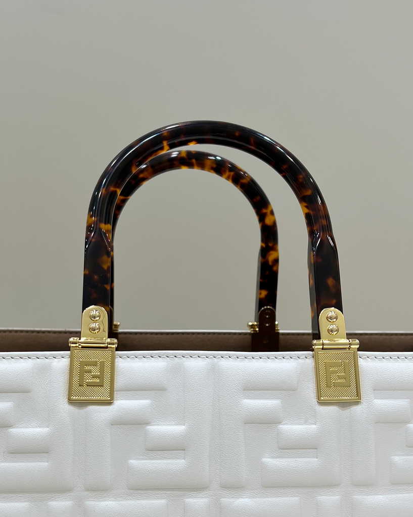 Fendi Sunshine Medium Bag 8BH386 White leather shopper - Default Title - View 6
