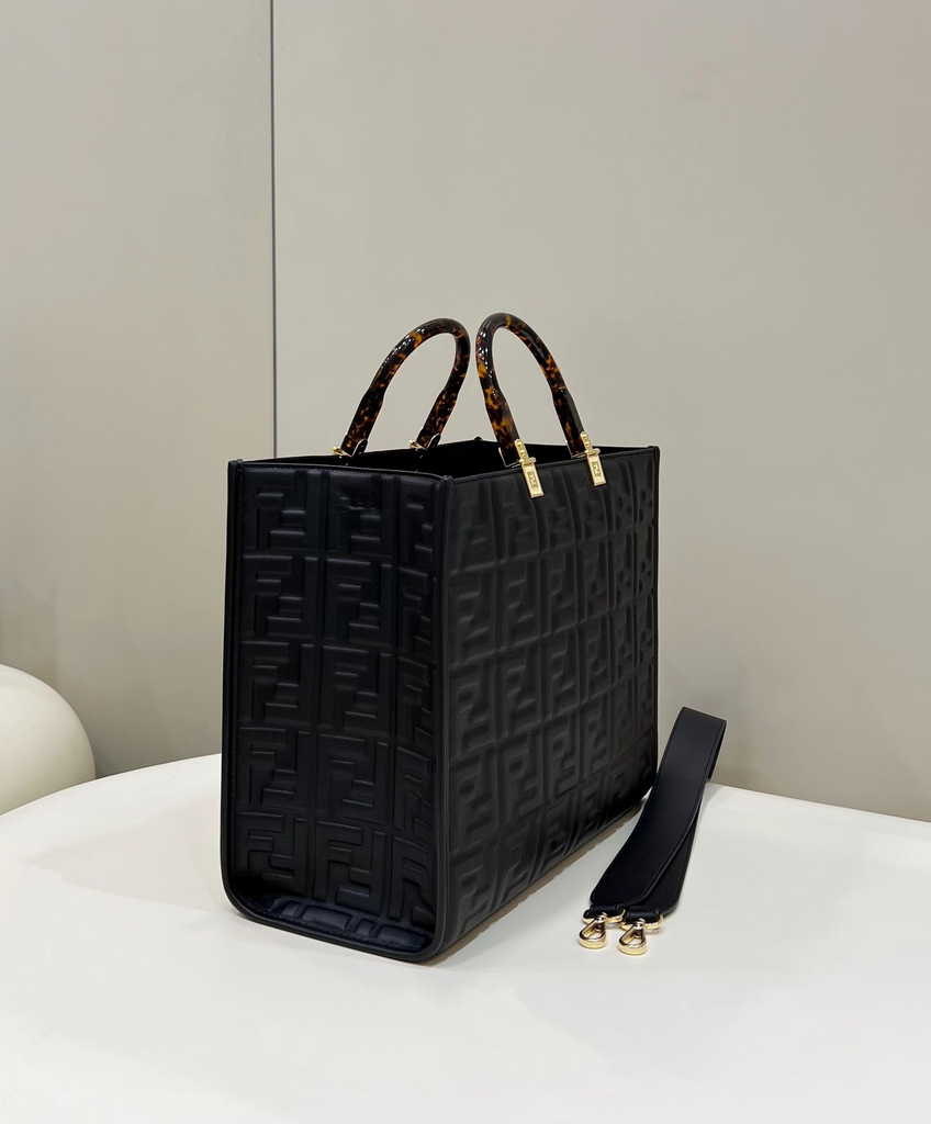 Fendi Sunshine Medium Bag 8BH386 Black leather shopper - Default Title - View 4