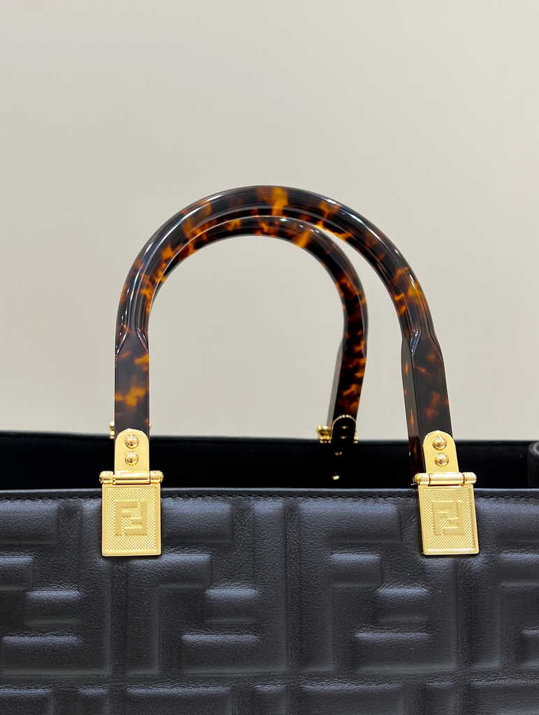 Fendi Sunshine Medium Bag 8BH386 Black leather shopper - Default Title - View 6