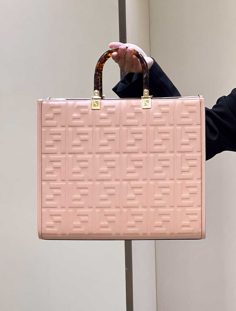 Fendi Sunshine Medium Bag 8BH386 Pink leather shopper - Default Title - View 1