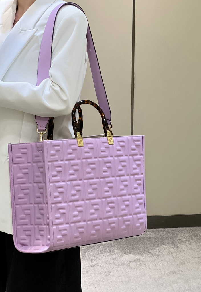 Fendi Sunshine Medium Bag 8BH386 Purple leather shopper - Default Title - View 1