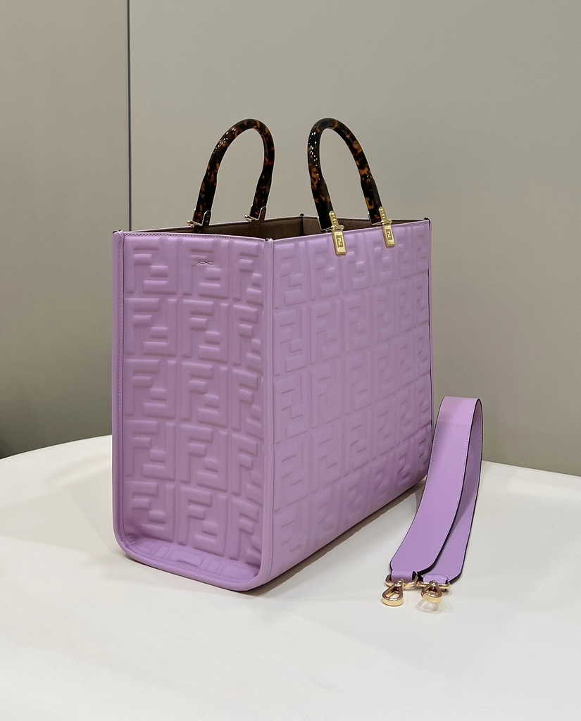 Fendi Sunshine Medium Bag 8BH386 Purple leather shopper - Default Title - View 4