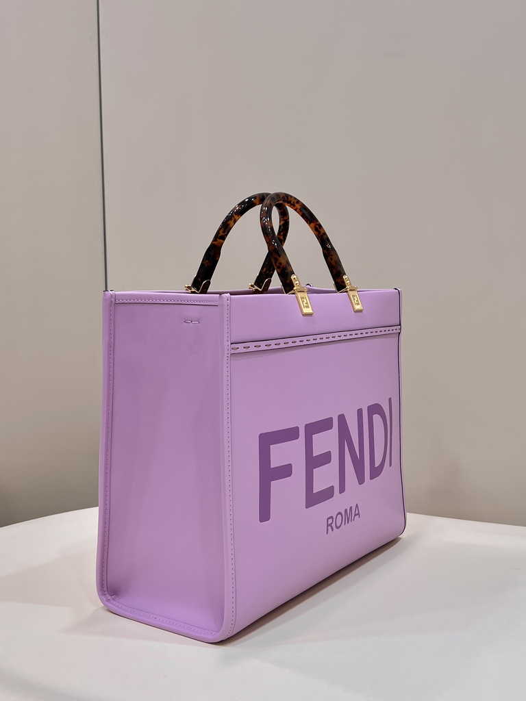 Fendi Sunshine Medium Bag Purple leather shopper 8BH386 - Default Title - View 4
