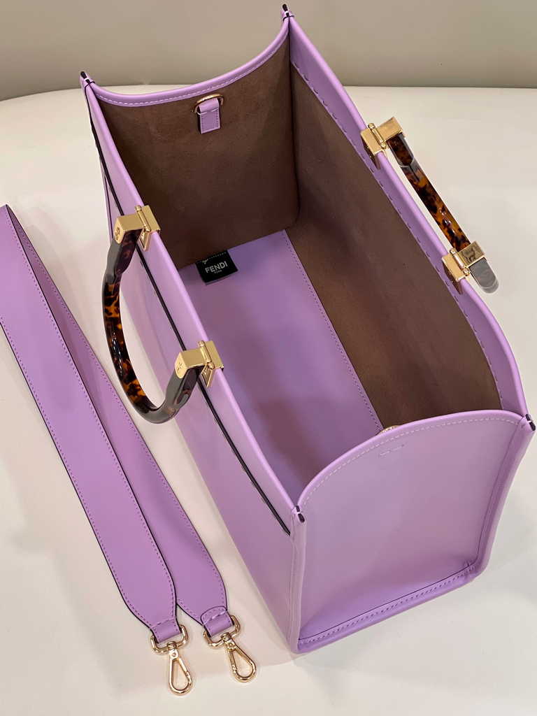 Fendi Sunshine Medium Bag Purple leather shopper 8BH386 - Default Title - View 10