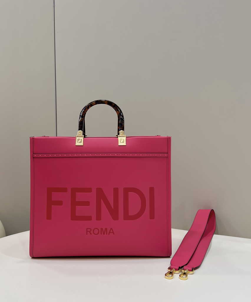Fendi Sunshine Medium Bag Plum leather shopper 8BH386 - Default Title - View 1