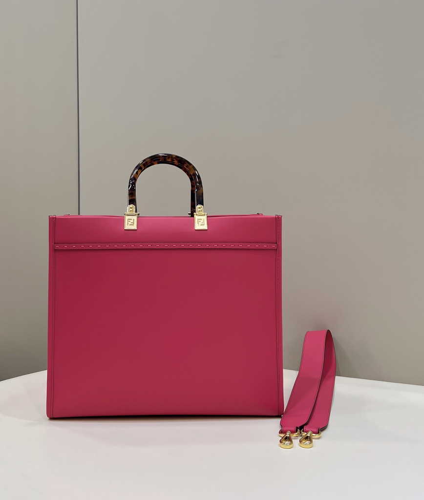 Fendi Sunshine Medium Bag Plum leather shopper 8BH386 - Default Title - View 3