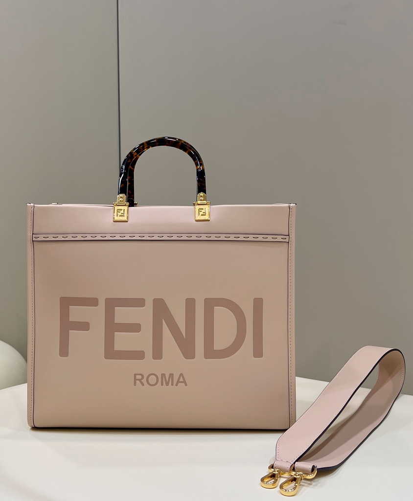 Fendi Sunshine Medium Bag Pale pink leather shopper 8BH386 - Default Title - View 1