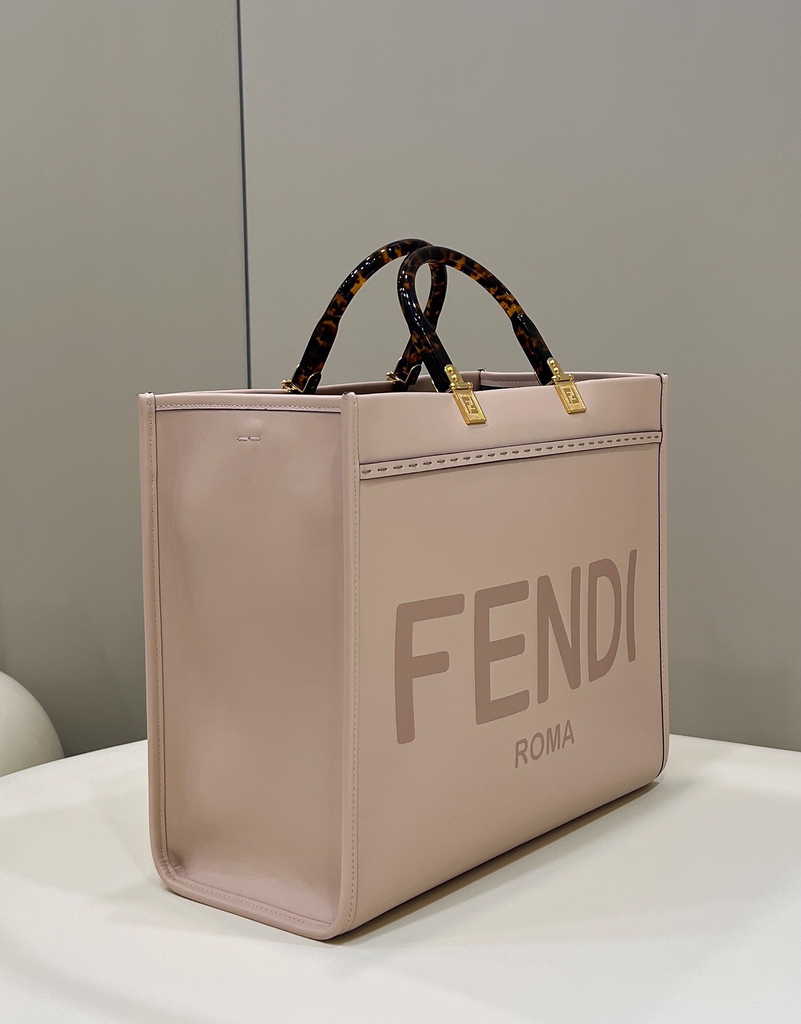 Fendi Sunshine Medium Bag Pale pink leather shopper 8BH386 - Default Title - View 6