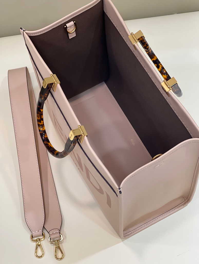 Fendi Sunshine Medium Bag Pale pink leather shopper 8BH386 - Default Title - View 11