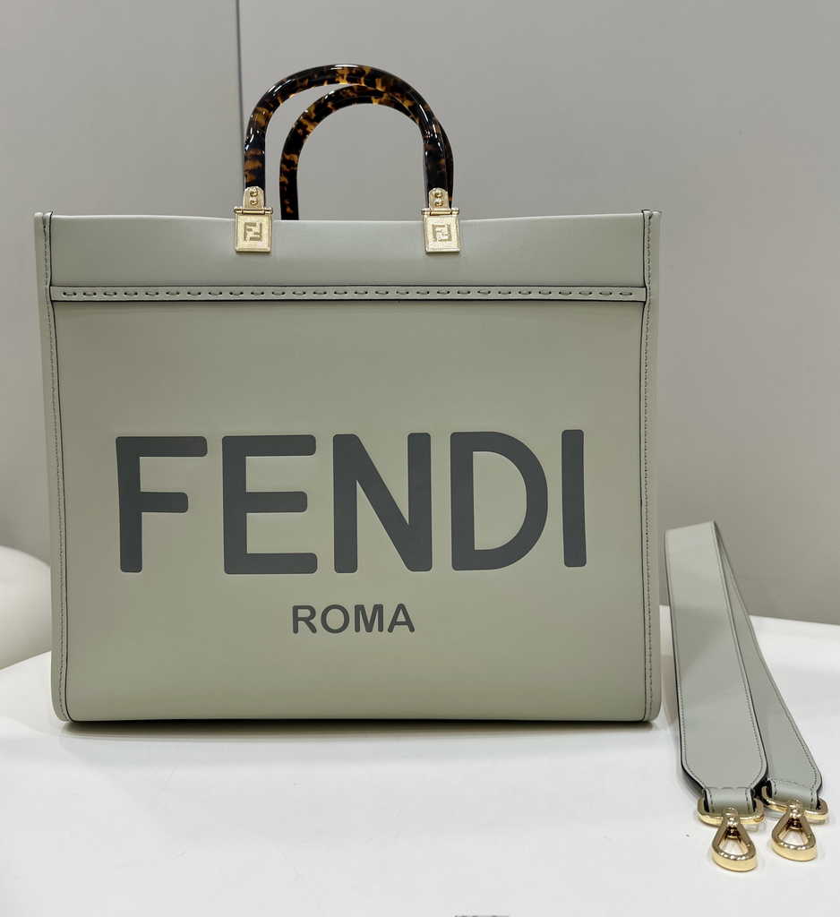Fendi Sunshine Medium Bag Light green leather shopper 8BH386 - Default Title - View 1
