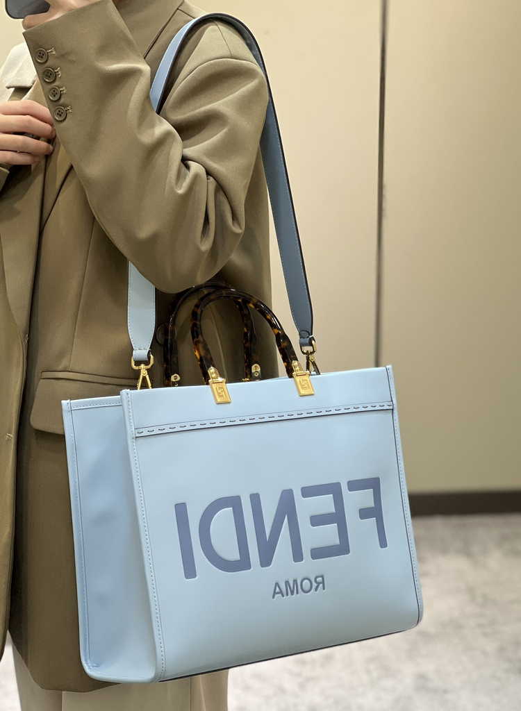 Fendi Sunshine Medium Bag Blue leather shopper 8BH386 - Default Title - View 2