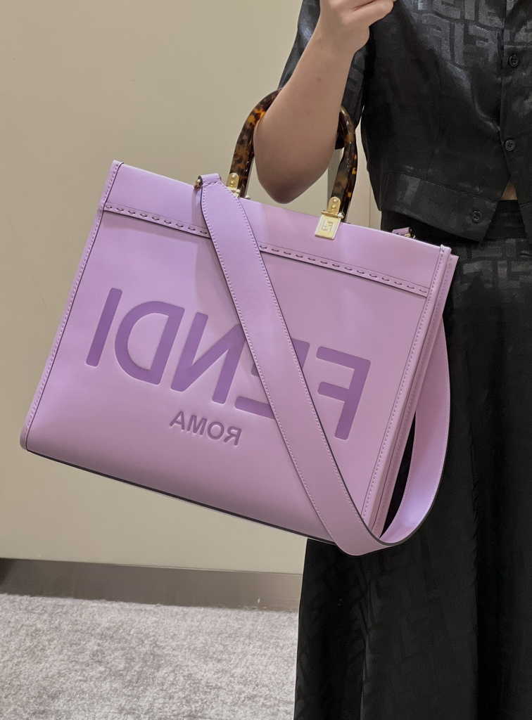 Fendi Sunshine Medium Bag Purple leather shopper 8BH386 - Default Title - View 2
