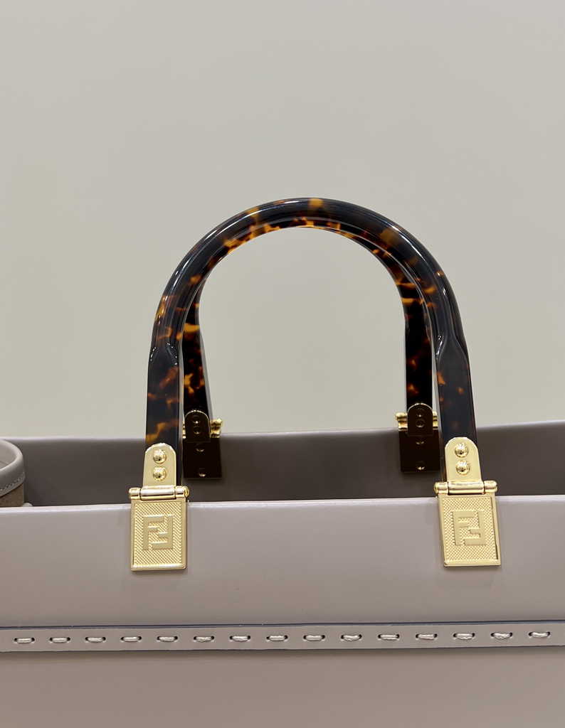 Fendi Sunshine Medium Bag Gray leather shopper 8BH386 - Default Title - View 6