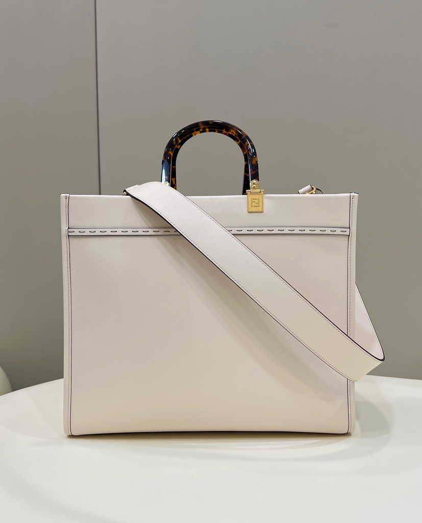 Fendi Sunshine Medium Bag Beige leather shopper 8BH386 - Default Title - View 3