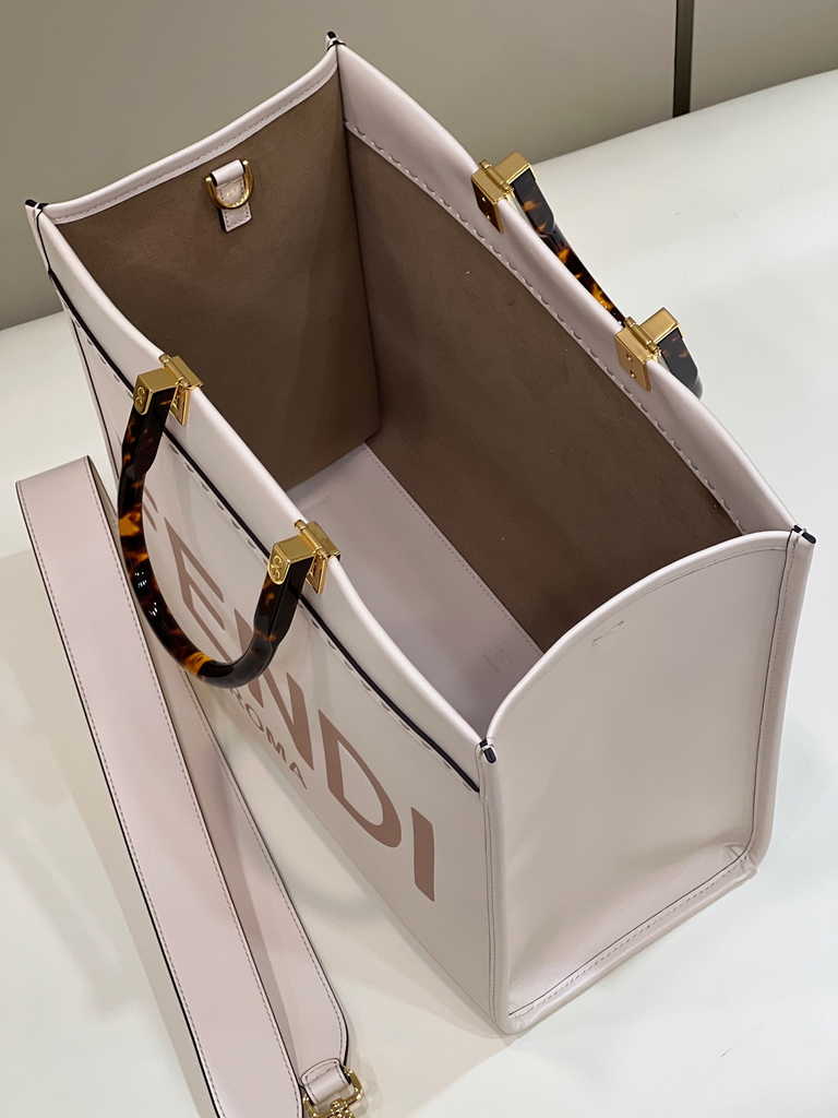 Fendi Sunshine Medium Bag Beige leather shopper 8BH386 - Default Title - View 7