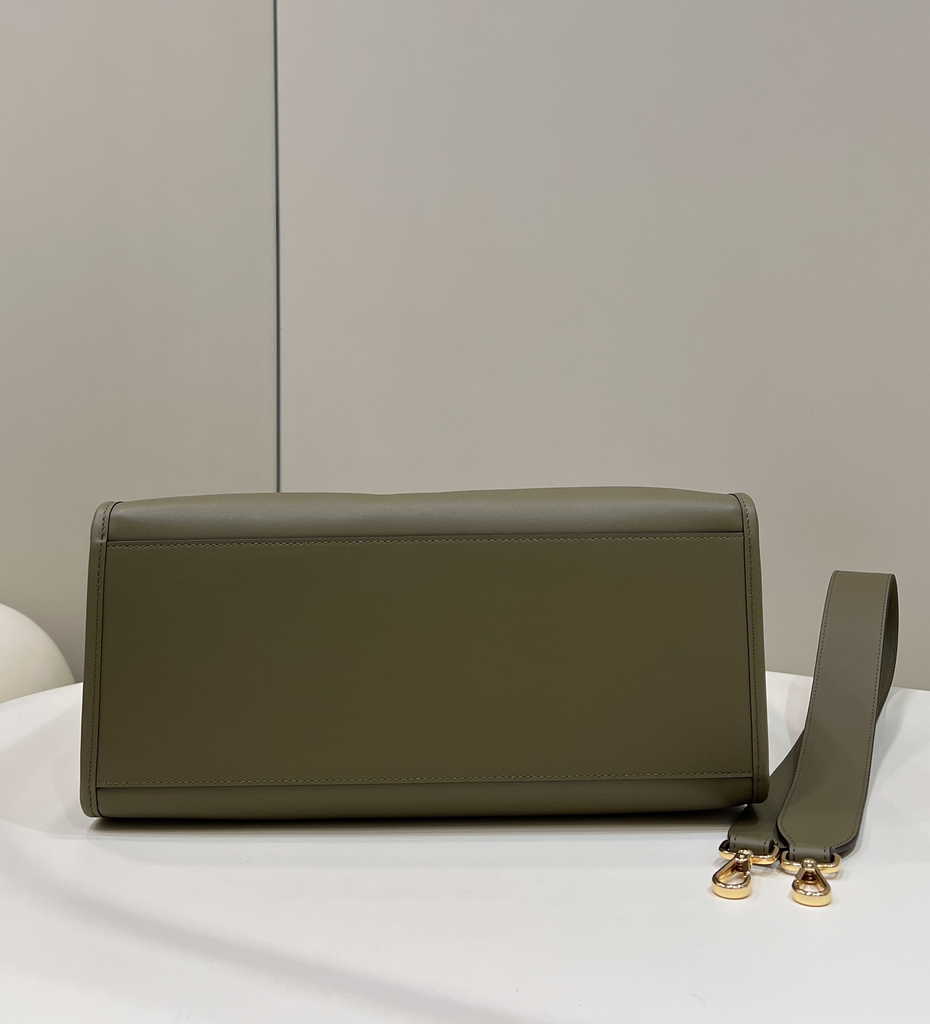 Fendi Sunshine Medium Bag Dark Green leather shopper 8BH386 - Default Title - View 5