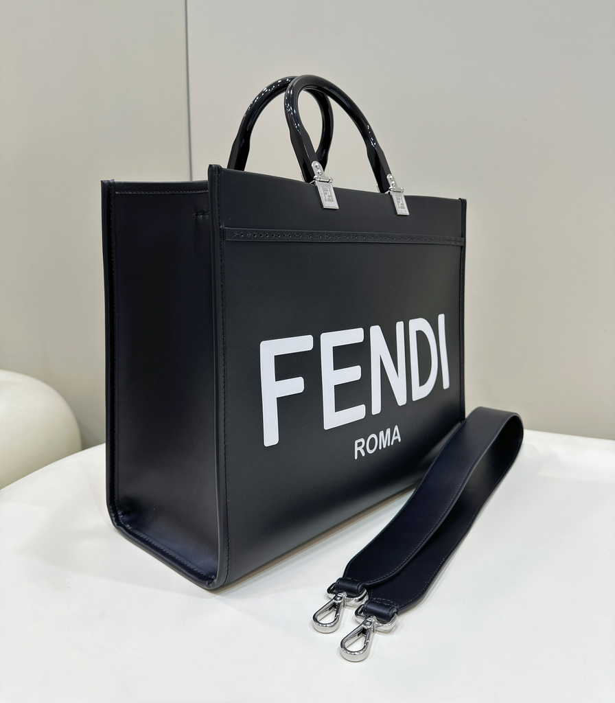 Fendi Sunshine Medium Bag 8BH386 Black leather shopper - Default Title - View 3