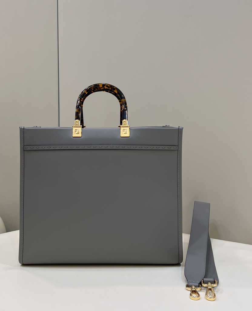 Fendi Sunshine Medium Bag Gray leather shopper 8BH386 - Default Title - View 3