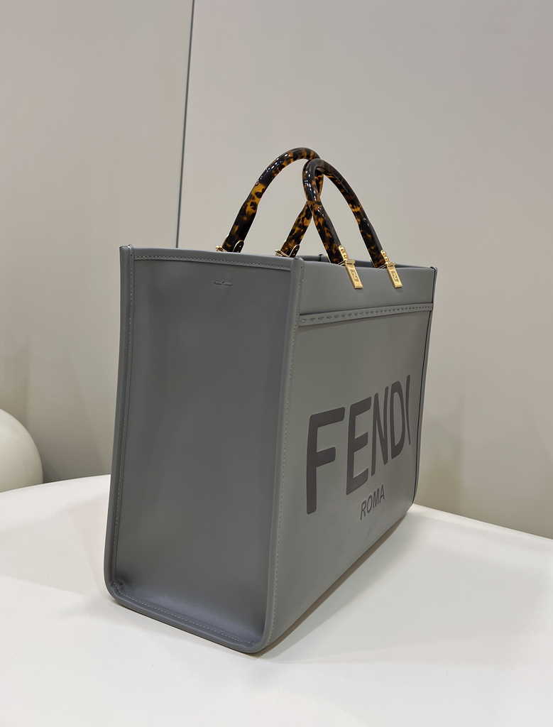 Fendi Sunshine Medium Bag Gray leather shopper 8BH386 - Default Title - View 4