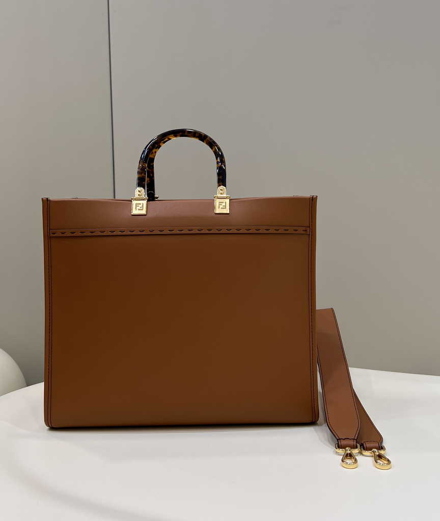 Fendi Sunshine Medium Brown leather shopper 8BH386 - Default Title - View 4