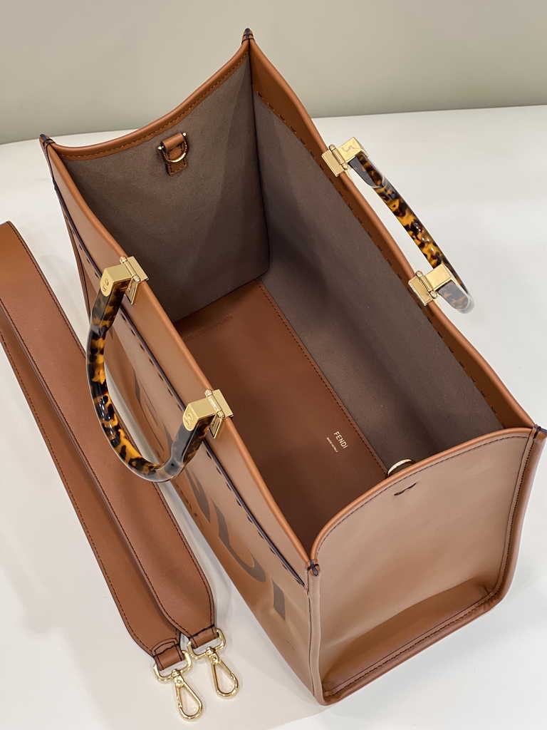 Fendi Sunshine Medium Brown leather shopper 8BH386 - Default Title - View 11