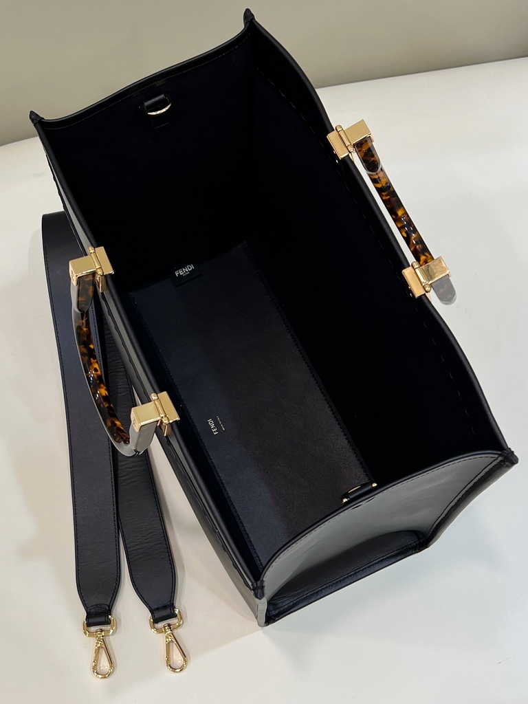 Fendi Sunshine Medium Black leather shopper 8BH386 - Default Title - View 7