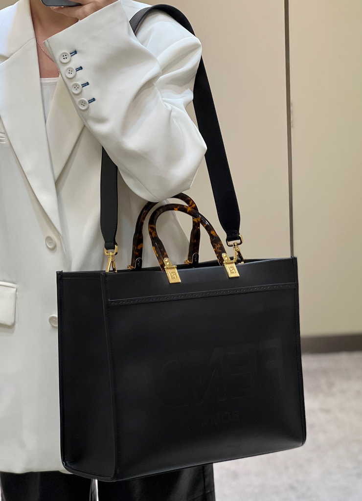 Fendi Sunshine Medium Black leather shopper 8BH386 - Default Title - View 2