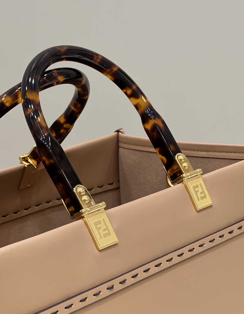 Fendi Sunshine Medium Bag Dark Beige leather shopper 8BH386 - Default Title - View 6