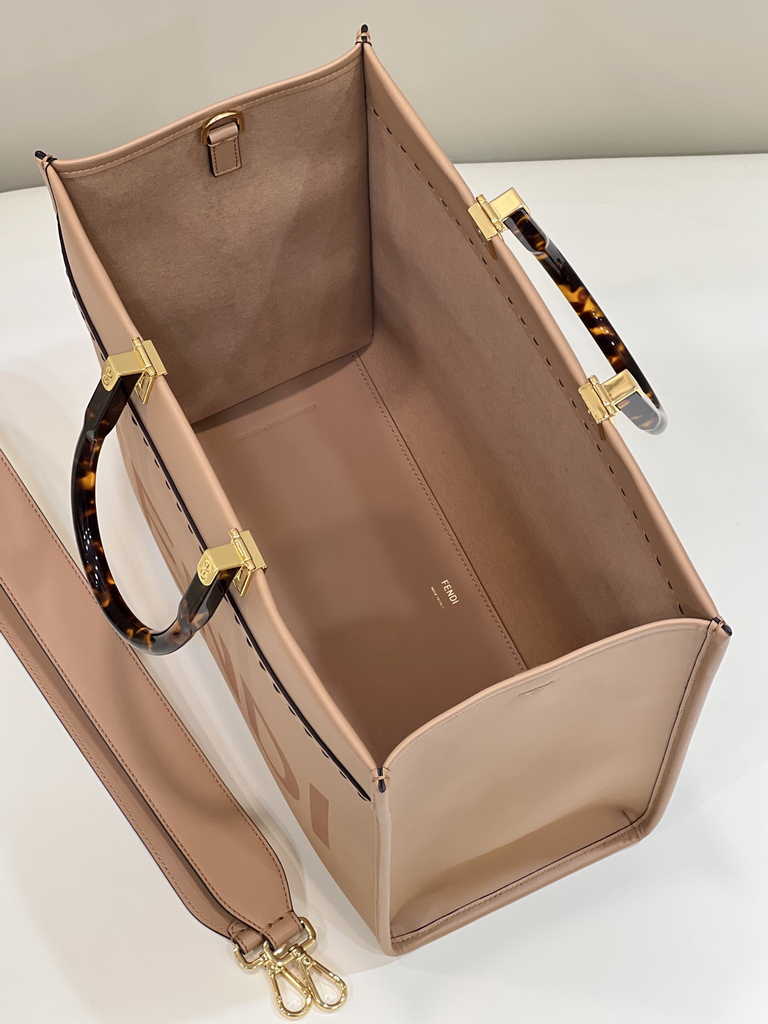 Fendi Sunshine Medium Bag Dark Beige leather shopper 8BH386 - Default Title - View 10