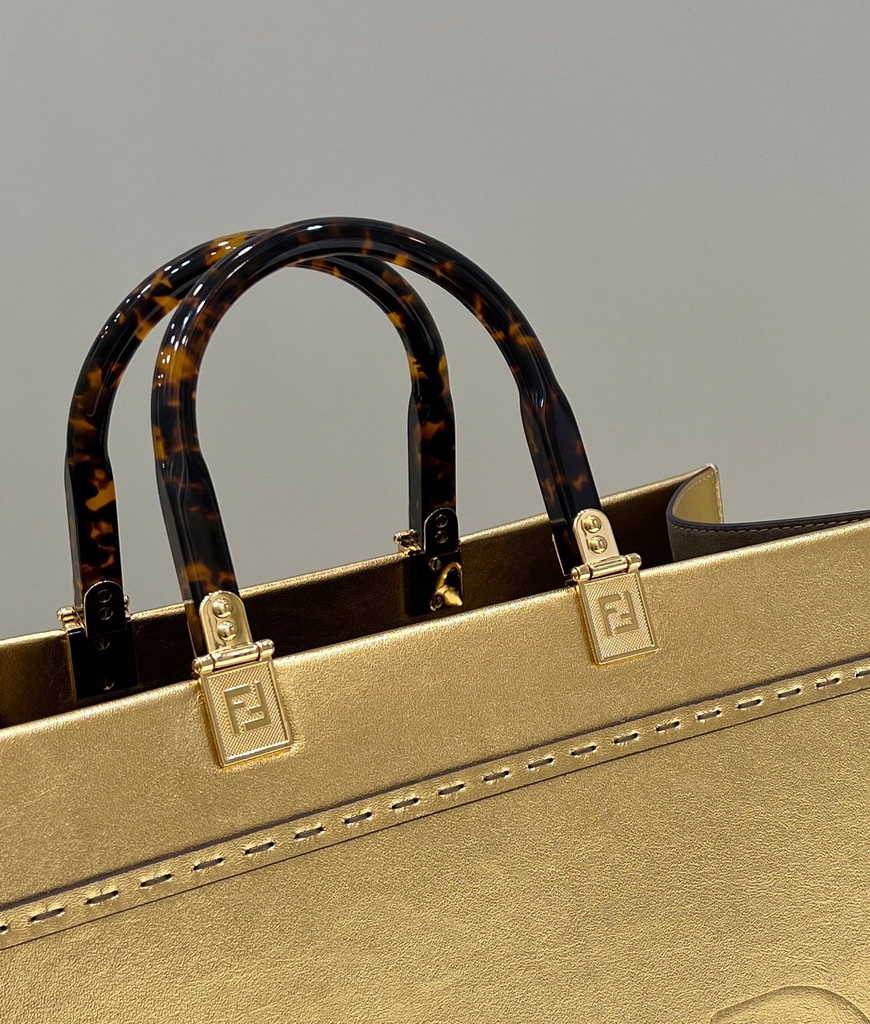 Fendi Sunshine Medium Gold leather shopper 8BH386 - Default Title - View 6