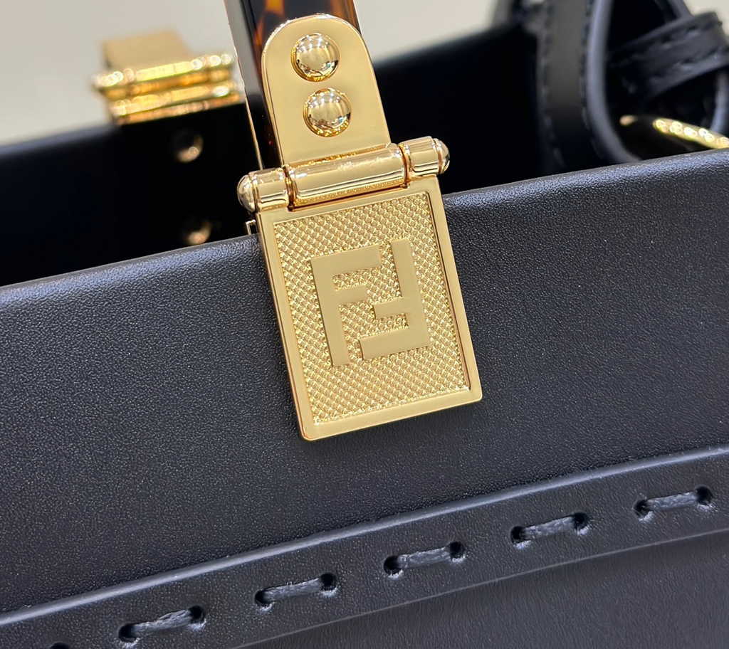 Fendi Sunshine Small Bag 8BH394 Black leather shopper - Default Title - View 6