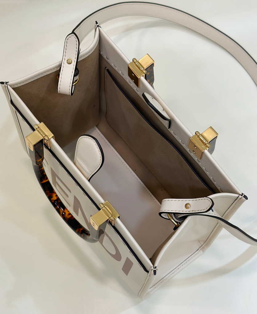 Fendi Sunshine Small Bag 8BH394 Beige leather shopper - Default Title - View 10