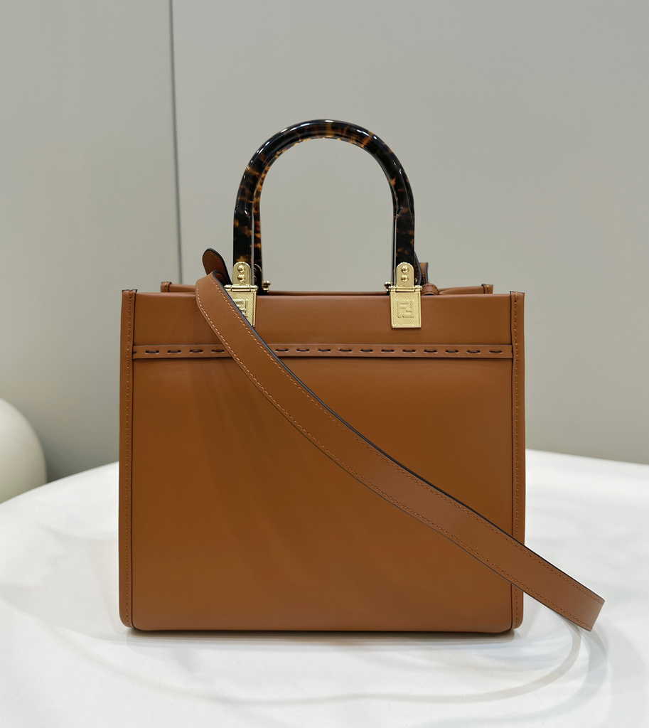 Fendi Sunshine Small Bag 8BH394 Brown leather shopper - Default Title - View 4