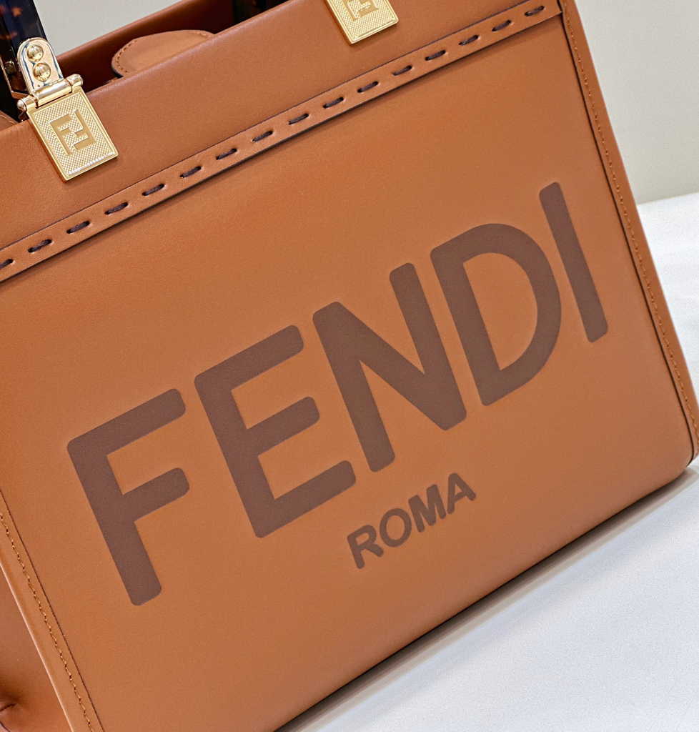 Fendi Sunshine Small Bag 8BH394 Brown leather shopper - Default Title - View 10