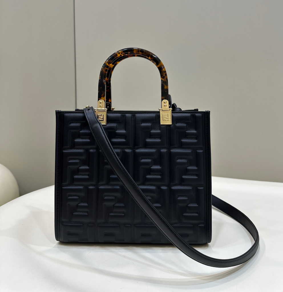 Fendi Sunshine Small Bag Black leather shopper 8BH394 - Default Title - View 1