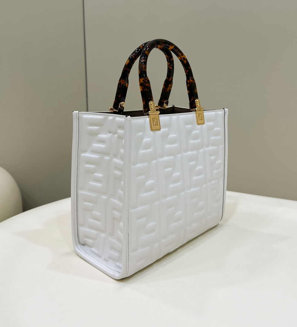 Fendi Sunshine Small Bag White leather shopper 8BH394 - Default Title - View 3