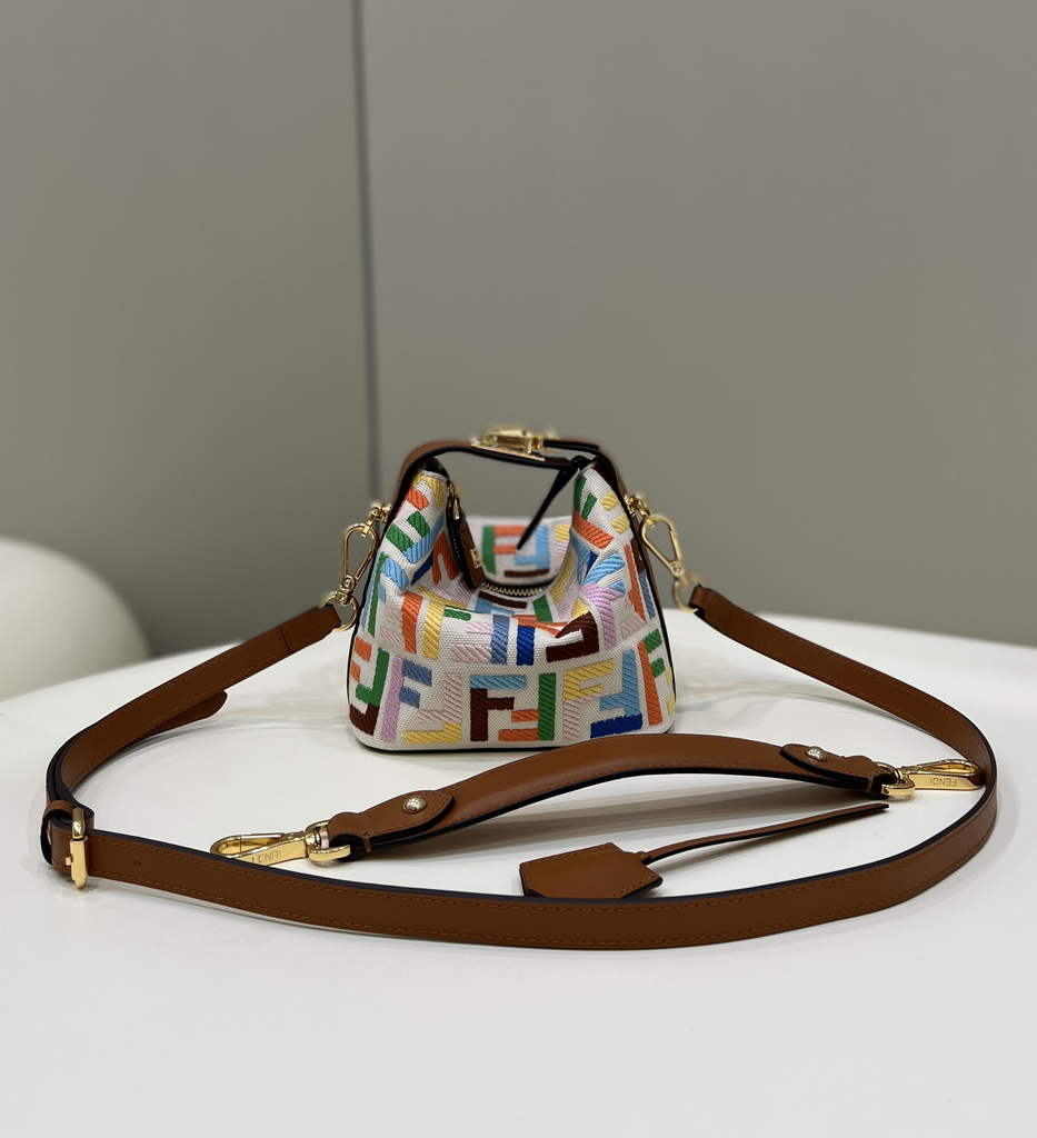 Fendi Vintage FF Zucca Canvas Mini Cosmetic Bag 0165 Tan - Default Title - View 1