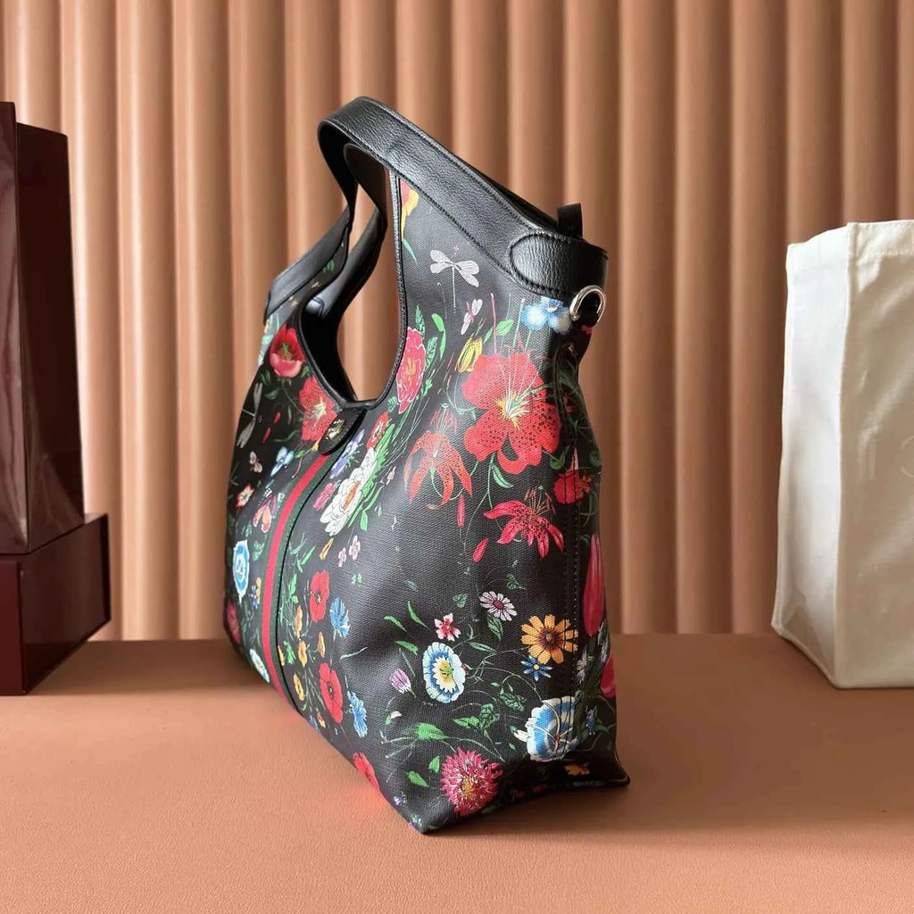 Gucci Giglio Flora large tote bag 853971 Black leather