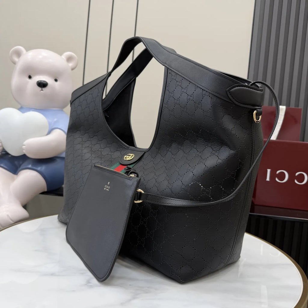Gucci Giglio large tote bag 853971 Black soft GG leather