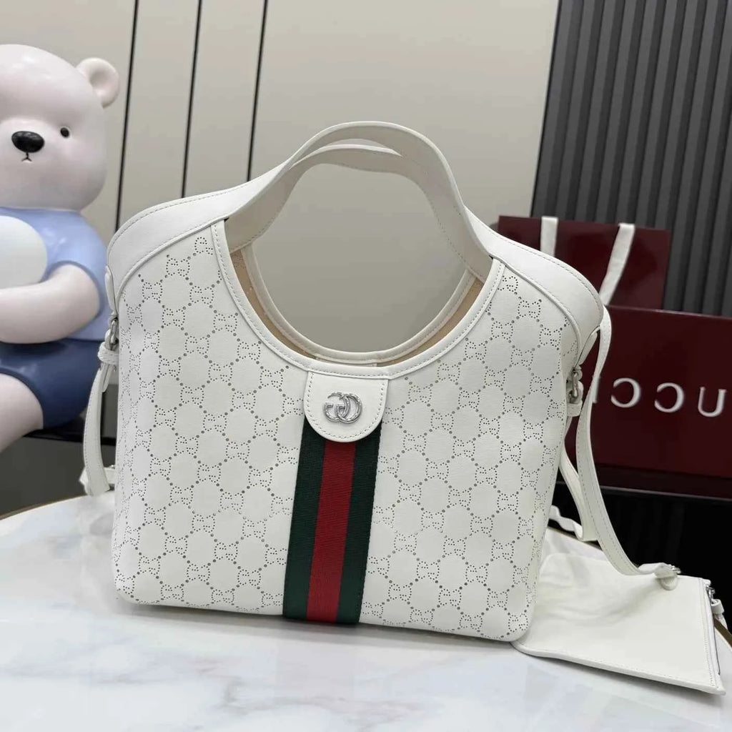 Gucci Giglio small tote bag ‎860845 White soft GG leather