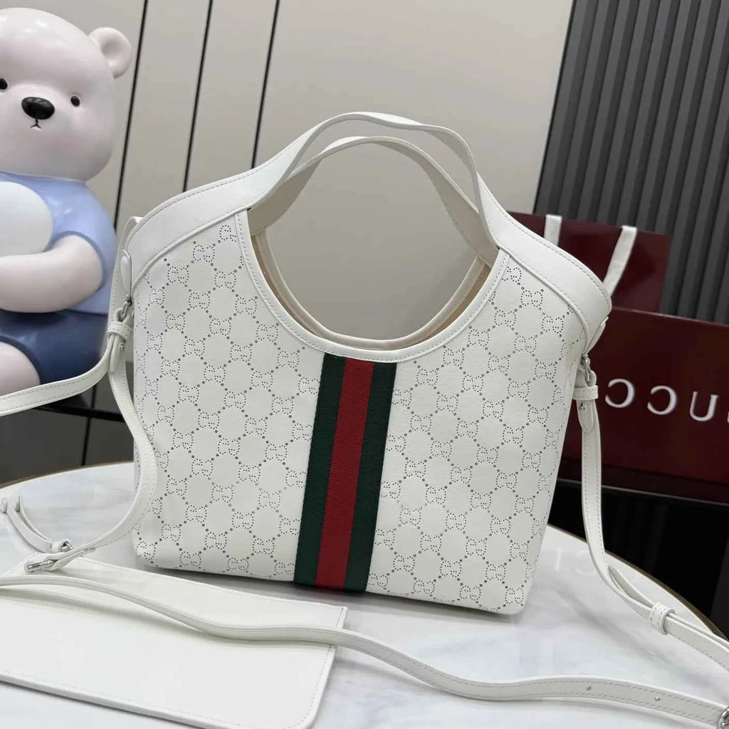 Gucci Giglio small tote bag ‎860845 White soft GG leather