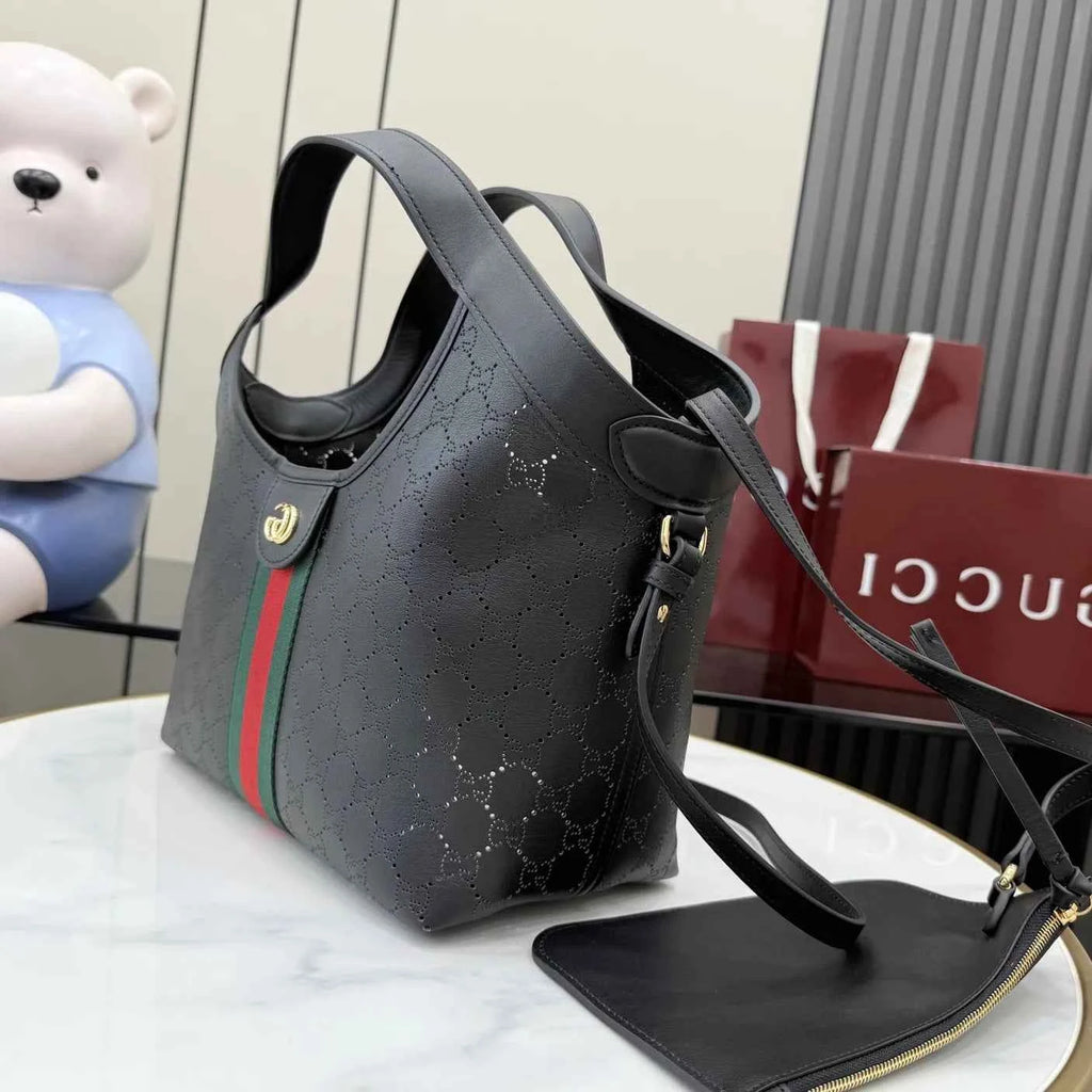 Gucci Giglio small tote bag ‎860845 Black soft GG leather