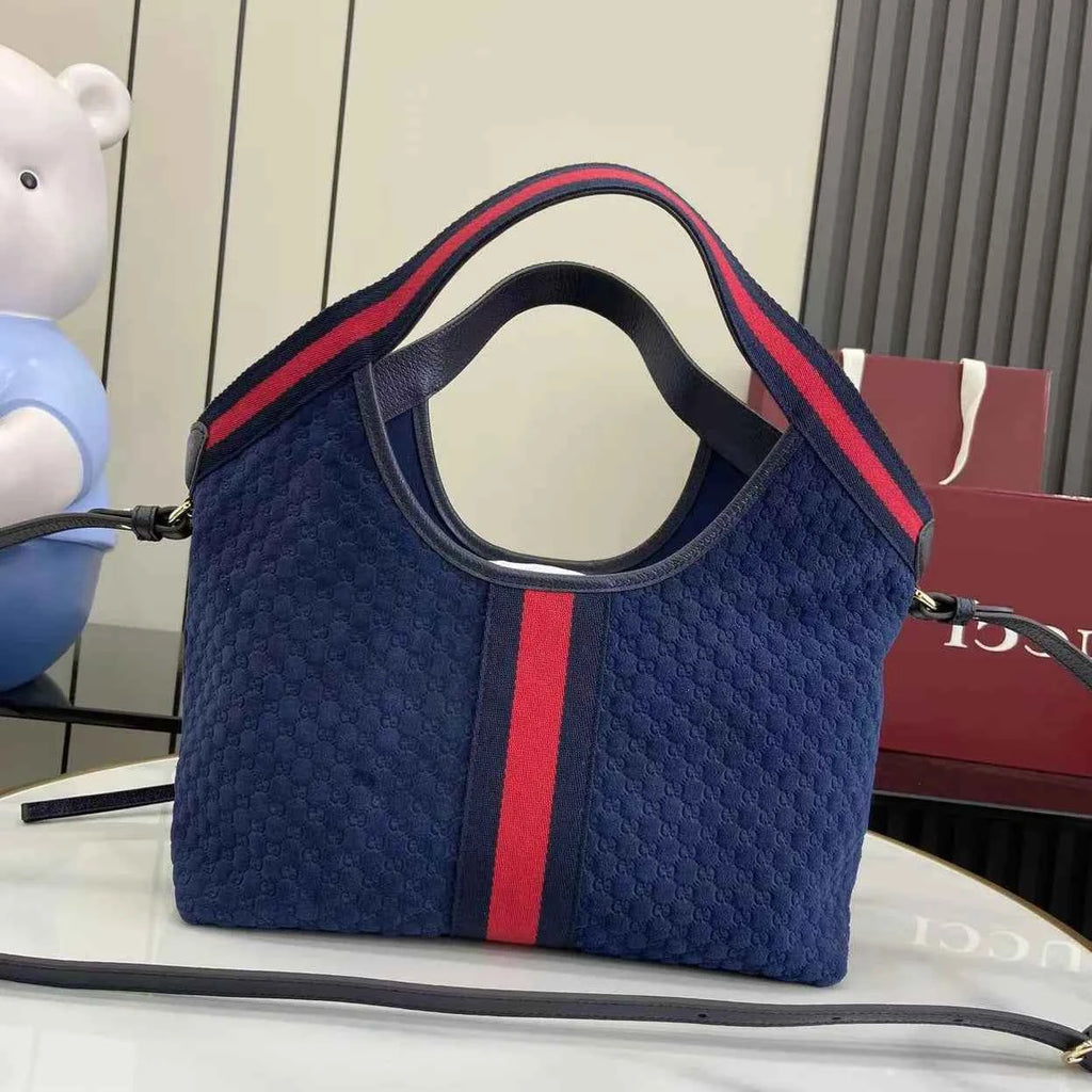 Gucci Giglio small tote bag ‎860845 Blue GG suede